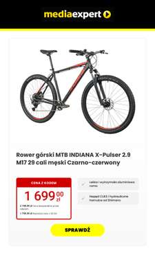 Rower górski MTB INDIANA X-Pulser 2.9 M17 29 cali męski Czarny-czerwony