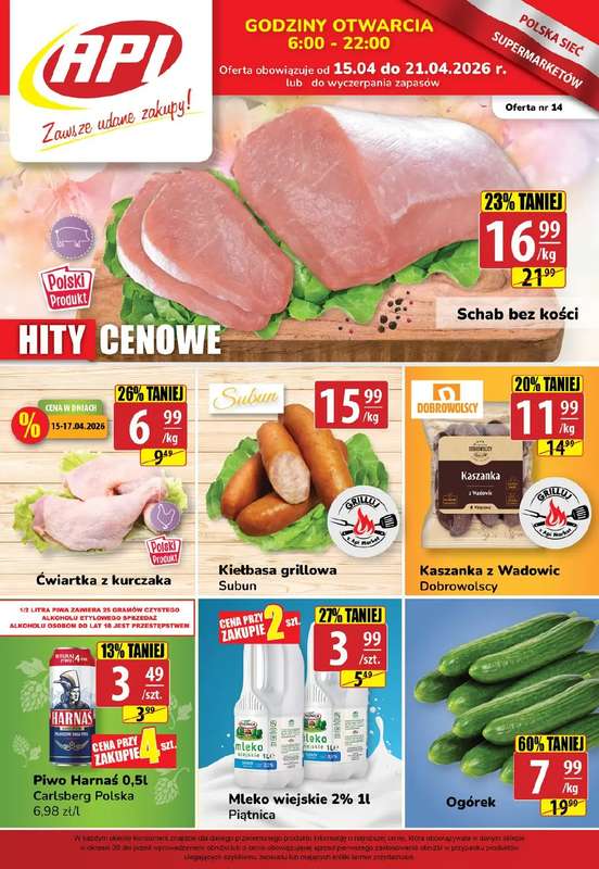 API Market - gazetka promocyjna Gazetka od środy 15.04 do wtorku 21.04