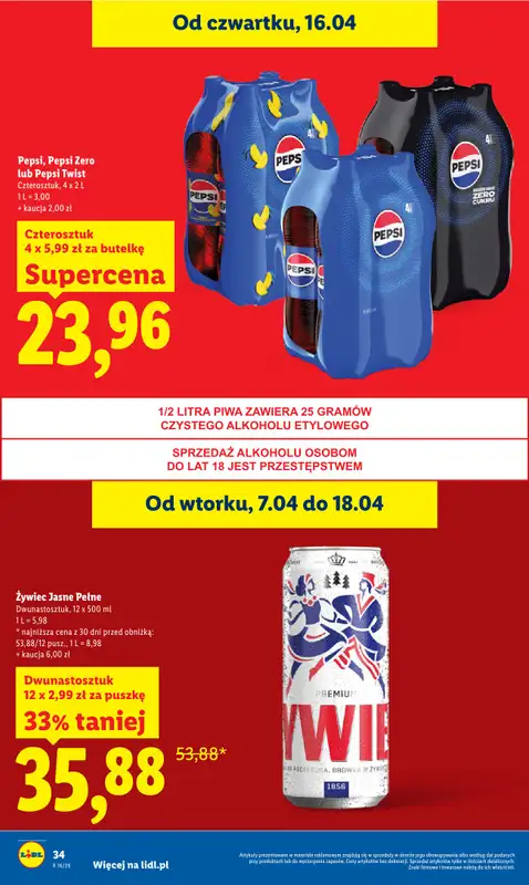 Lidl - gazetka promocyjna Oferta od czwartku od czwartku 16.04 do soboty 18.04 - strona 34