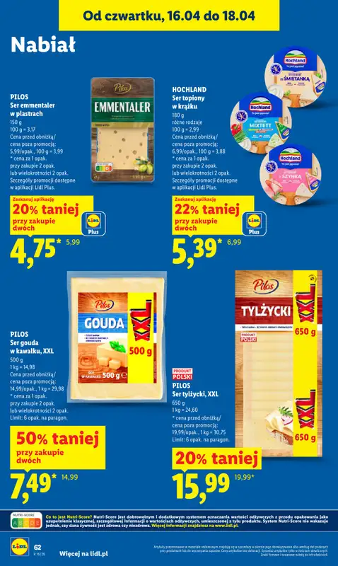 Lidl - gazetka promocyjna Oferta od czwartku od czwartku 16.04 do soboty 18.04 - strona 62