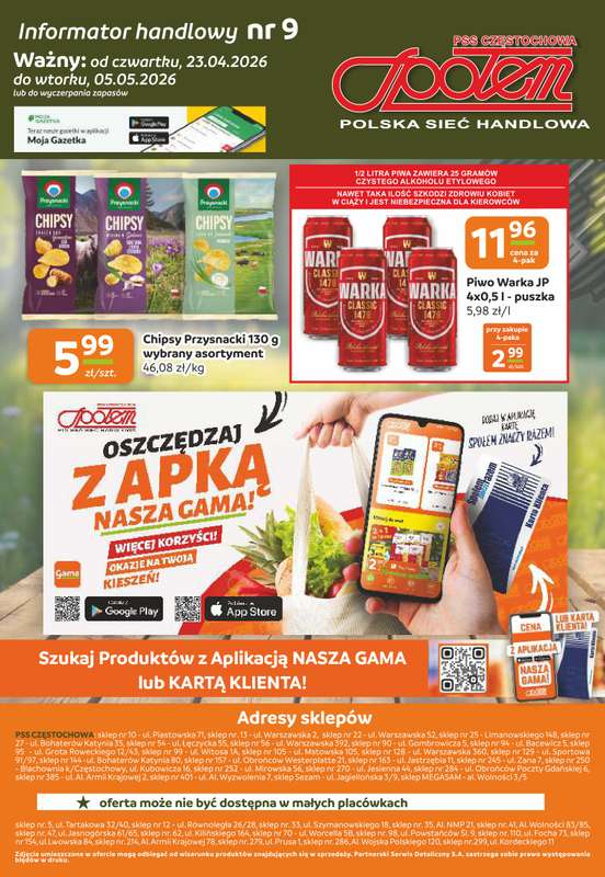 Społem Częstochowa - gazetka promocyjna Gazetka od czwartku 23.04 do wtorku 05.05 - strona 12