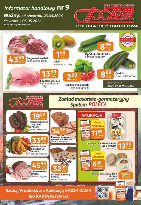 Społem Częstochowa - gazetka promocyjna Gazetka od czwartku 23.04 do wtorku 05.05