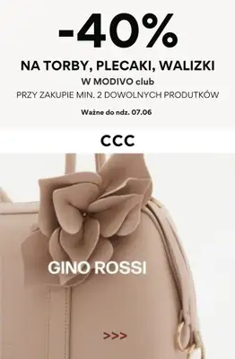 CCC - gazetka promocyjna -40% na torby, plecaki i walizki w MODIVOclub od czwartku 16.04 