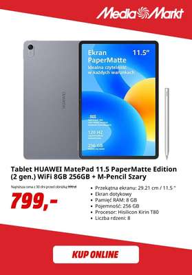 Tablet HUAWEI MatePad 11.5 PaperMatte Edition (2 gen.) WiFi 8GB 256GB + M-Pencil Szary