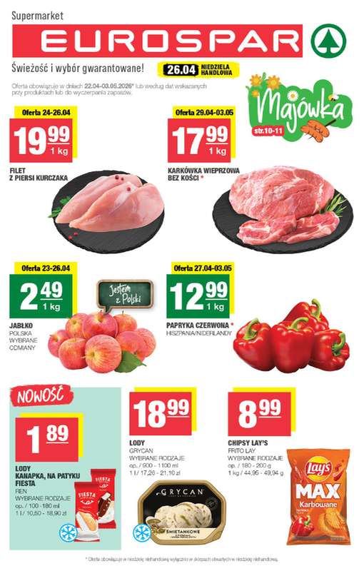 SPAR - gazetka promocyjna Gazetka Eurospar od środy 22.04 do niedzieli 03.05