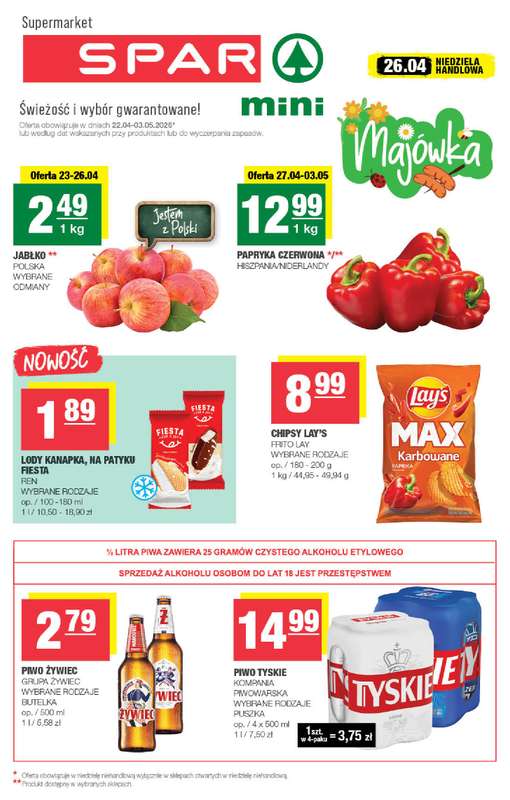 SPAR - gazetka promocyjna Gazetka Spar Mini od środy 22.04 do niedzieli 03.05