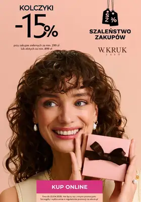 BEST SALE - gazetka promocyjna W.Kruk |  -15% na kolczyki od czwartku 16.04 do środy 22.04