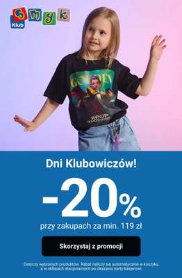 Smyk - gazetka promocyjna -20% przy zakupach za min. 119 zł - Dni Klubowiczów! od czwartku 16.04 do poniedziałku 20.04