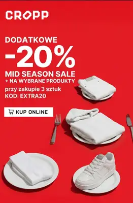Cropp - gazetka promocyjna -20% na wyprzedaż i wybrane nowości przy zakupie 3 sztuk od czwartku 16.04 do poniedziałku 27.04