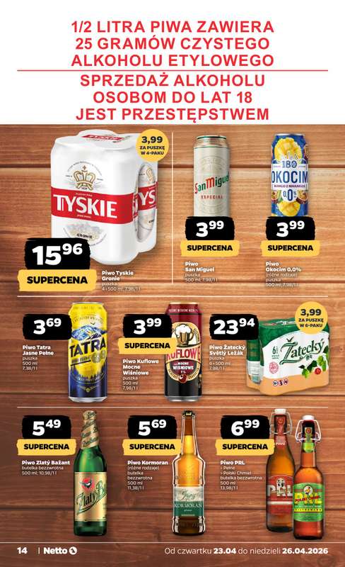 Netto - gazetka promocyjna Gazetka Spożywcza od czwartku 23.04 do niedzieli 26.04 - strona 14