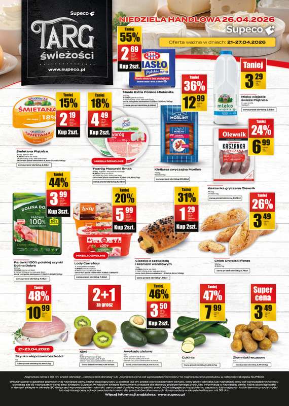 Supeco - gazetka promocyjna Targ świeżości od wtorku 21.04 do poniedziałku 27.04