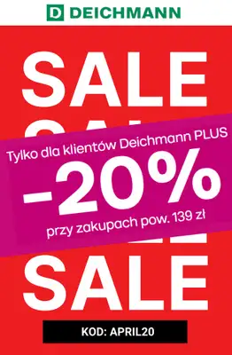 Deichmann - gazetka promocyjna -20% na nieprzecenione buty od piątku 17.04 do niedzieli 19.04