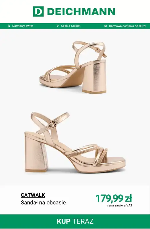 Deichmann - gazetka promocyjna Sandały na obcasie damskie od soboty 18.04  - strona 11
