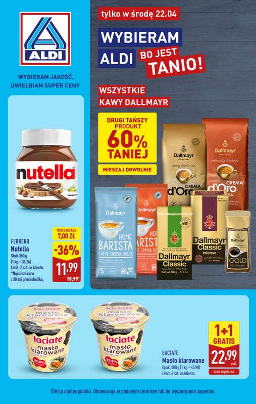 Aldi - gazetka promocyjna Najlepsze oferty na środę w Aldi! od środy 22.04 do środy 22.04