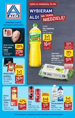 Aldi - gazetka promocyjna Najlepsze oferty na niedzielę w Aldi! od niedzieli 26.04 do niedzieli 26.04