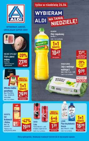 Aldi - gazetka promocyjna Najlepsze oferty na niedzielę w Aldi! od niedzieli 26.04 do niedzieli 26.04