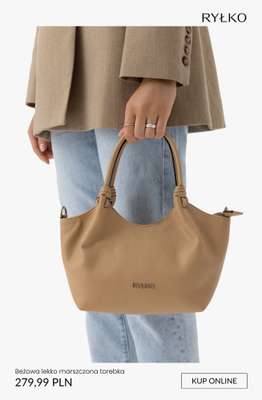 Beżowa lekko marszczona torebka