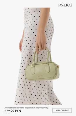 Jasnozielona torebka bagietka ze skóry licowej