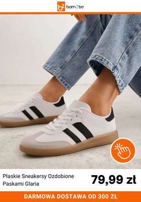 Płaskie Sneakersy Ozdobione Paskami Glaria