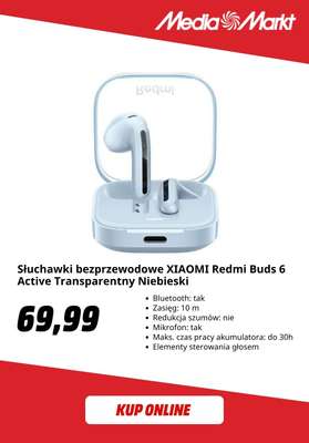 Słuchawki bezprzewodowe XIAOMI Redmi Buds 6 Active Transparentny Niebieski