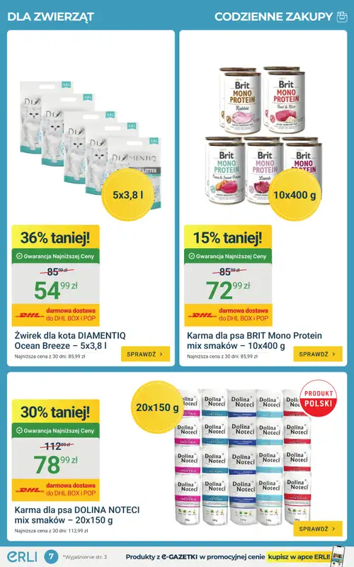 ERLI - gazetka promocyjna Codzienne zakupy taniej do -70% na ERLI! od poniedziałku 20.04 do niedzieli 26.04 - strona 7