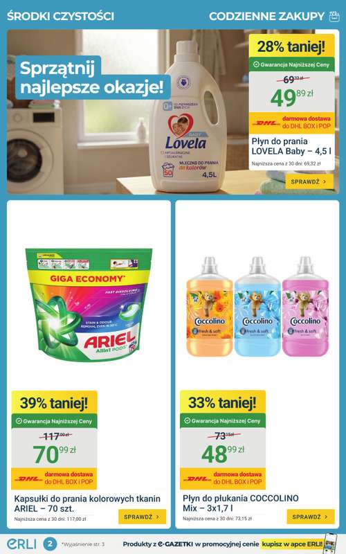 ERLI - gazetka promocyjna Codzienne zakupy taniej do -70% na ERLI! od poniedziałku 20.04 do niedzieli 26.04 - strona 2