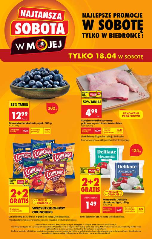 Biedronka - gazetka promocyjna Najtańsza sobota od soboty 18.04 do soboty 18.04