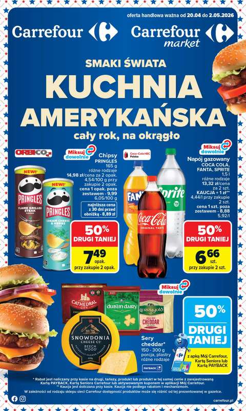 Carrefour - gazetka promocyjna Gazetka Kuchnia Amerykańska od poniedziałku 20.04 do soboty 02.05