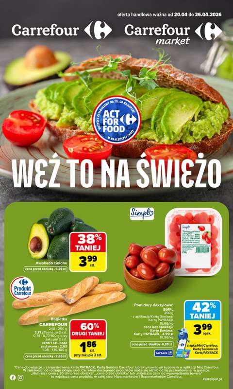 Carrefour Market - gazetka promocyjna Gazetka Weź to na świeżo od poniedziałku 20.04 do niedzieli 26.04