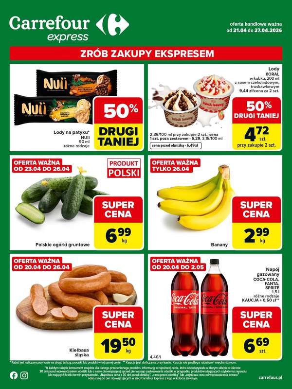Carrefour Express - gazetka promocyjna Gazetka Express od wtorku 21.04 do poniedziałku 27.04