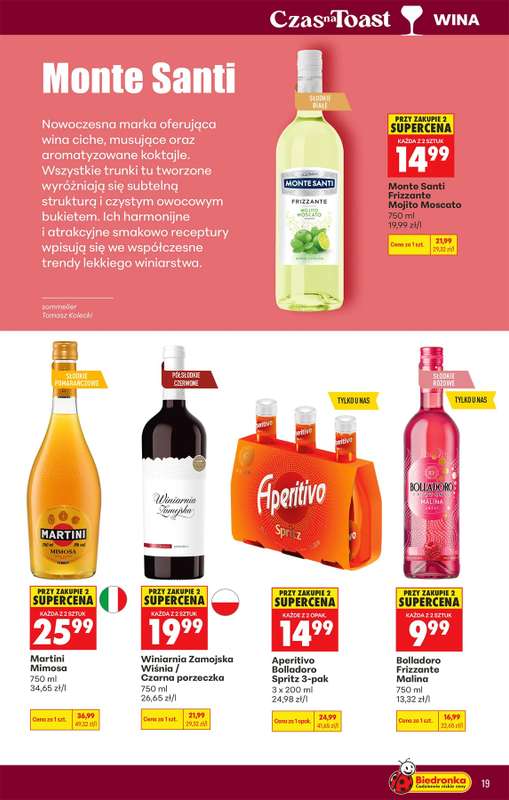 Biedronka - gazetka promocyjna Czas na Toast! od poniedziałku 20.04 do soboty 02.05 - strona 19