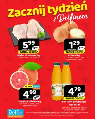 Delfin - gazetka promocyjna Zacznij tydzień z Delfinem od poniedziałku 20.04 do środy 22.04