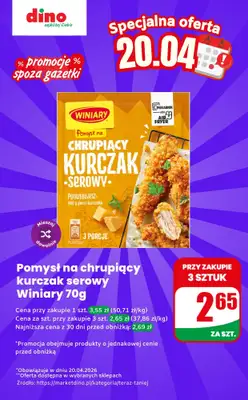 Dino - gazetka promocyjna Pomysł na chrupiący kurczak - oferta na 20.04 | Promocje spoza gazetki od poniedziałku 20.04 do poniedziałku 20.04