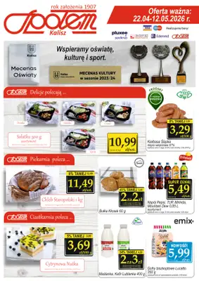 Społem - Blisko i Korzystnie - gazetka promocyjna Gazetka PSS Kalisz od środy 22.04 do wtorku 12.05