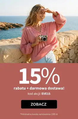 bonprix - gazetka promocyjna 15% rabatu + darmowa dostawa z KODEM! od poniedziałku 20.04 do środy 22.04
