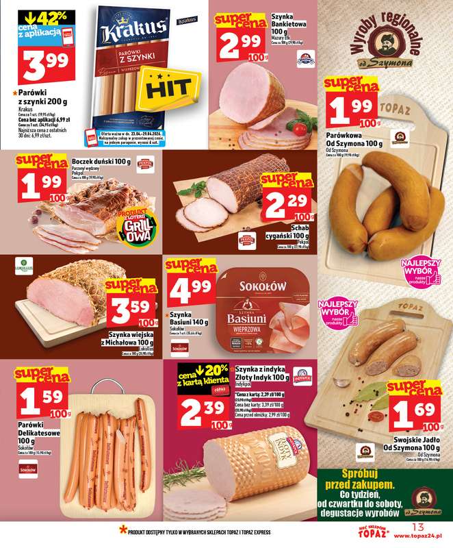 TOPAZ - gazetka promocyjna Nowa gazetka od czwartku, 23.04 od czwartku 23.04 do środy 29.04 - strona 13