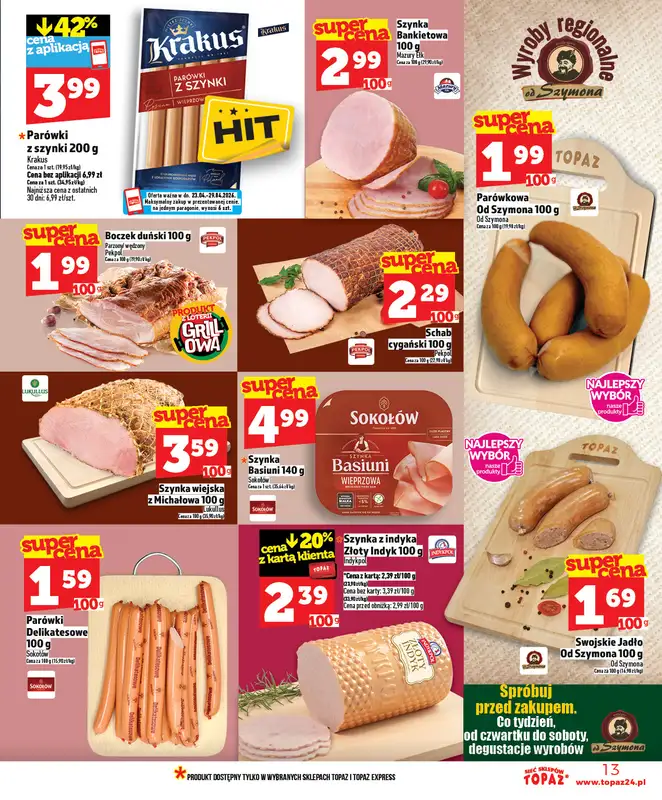 TOPAZ - gazetka promocyjna Nowa gazetka od czwartku, 23.04 od czwartku 23.04 do środy 29.04 - strona 13