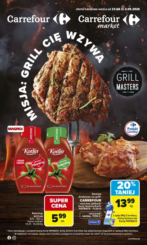 Carrefour Market - gazetka promocyjna Gazetka Misja:Grill Cię wzywa  