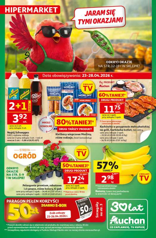 Auchan - gazetka promocyjna Gazetka 30 Lat Hipermarket Auchan od czwartku 23.04 do wtorku 28.04