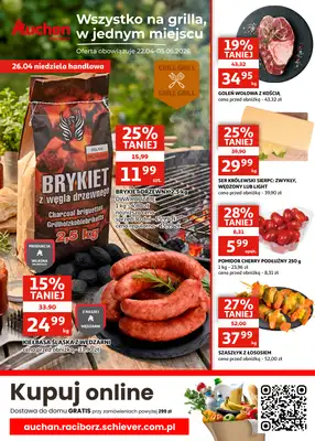 Auchan - gazetka promocyjna Gazetka Racibórz I Wszystko na grilla, w jednym miejscu od środy 22.04 do wtorku 05.05