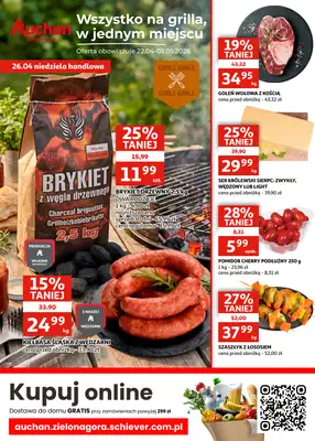 Auchan - gazetka promocyjna Gazetka Zielona Góra I Wszystko na grilla, w jednym miejscu od środy 22.04 do wtorku 05.05