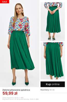 Zielona plisowana spódnica