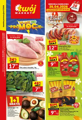 Twój Market - gazetka promocyjna Gazetka od środy 22.04 do poniedziałku 27.04