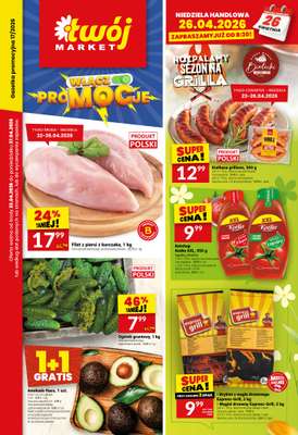 Twój Market - gazetka promocyjna Gazetka od środy 22.04 do poniedziałku 27.04