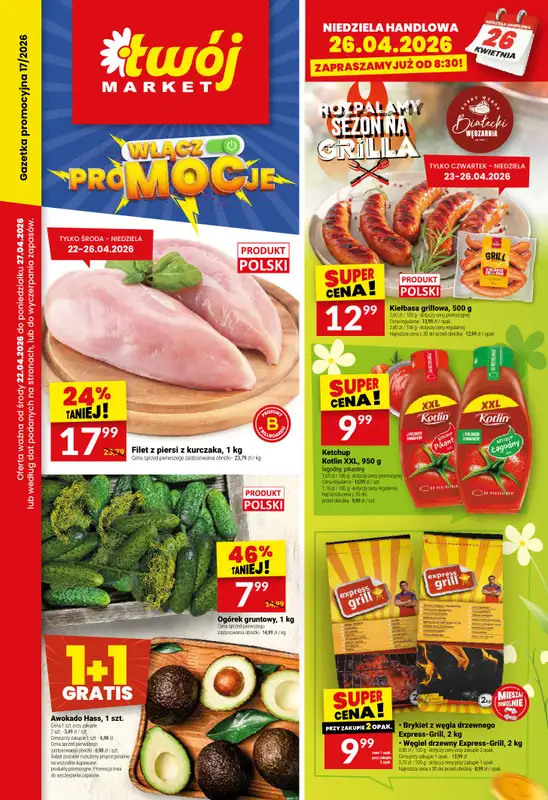 Twój Market - gazetka promocyjna Gazetka od środy 22.04 do poniedziałku 27.04