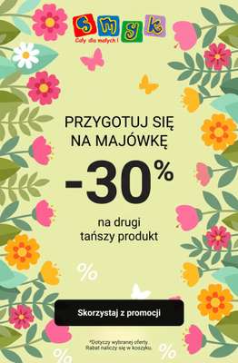 Smyk - gazetka promocyjna Przygotuj się na majówkę: -30% na drugi produkt od wtorku 21.04 do poniedziałku 04.05
