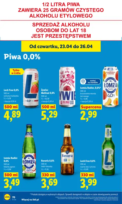 Lidl - gazetka promocyjna Oferta od czwartku od czwartku 23.04 do niedzieli 26.04 - strona 70