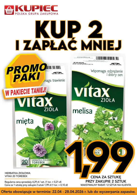Kupiec - gazetka promocyjna Promopaki od środy 22.04 do wtorku 28.04 - strona 12
