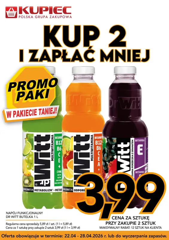 Kupiec - gazetka promocyjna Promopaki od środy 22.04 do wtorku 28.04 - strona 4