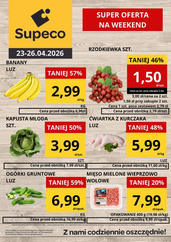 Supeco - gazetka promocyjna Super cena na weekend od czwartku 23.04 do niedzieli 26.04